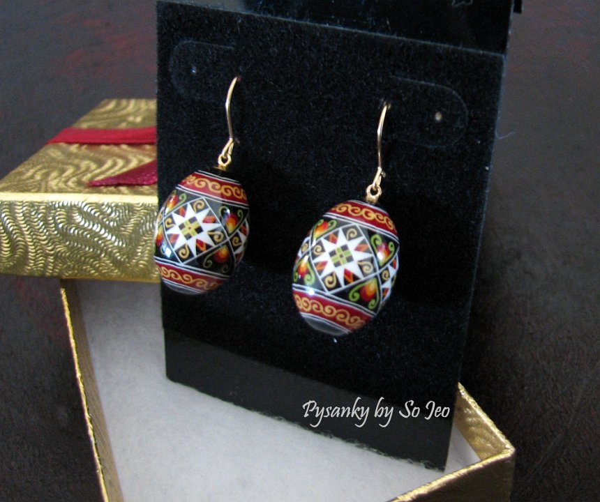 Tiny Finch Egg Diamonds & Stars Earrings Pysanky Jewelry by So Jeo